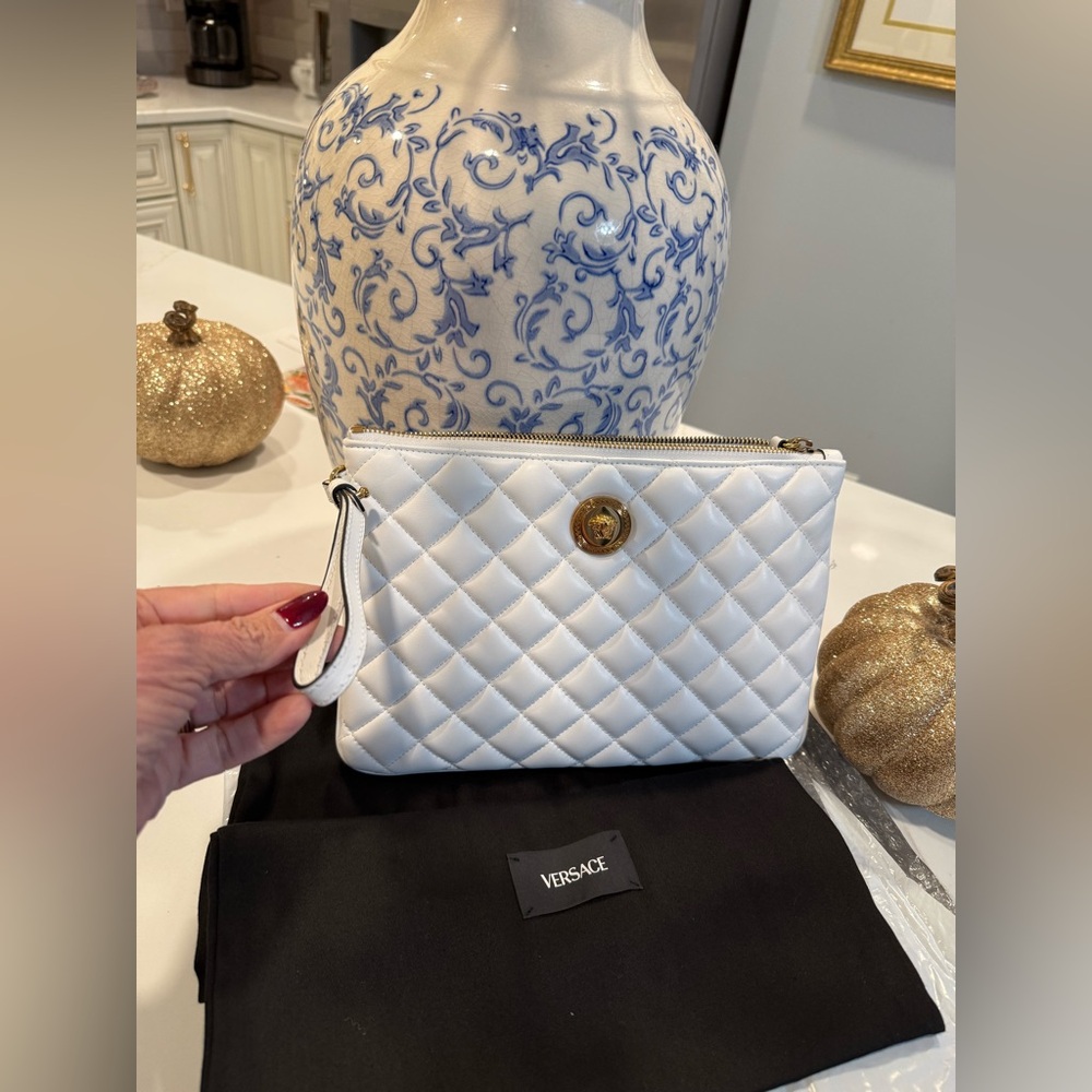 Versace White Quilted Women's Clutch